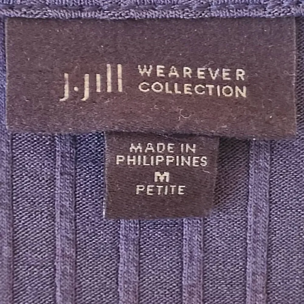 J Jill Womens Ribbed Sleeveless Shift Grey Casual Dress Medium Petite